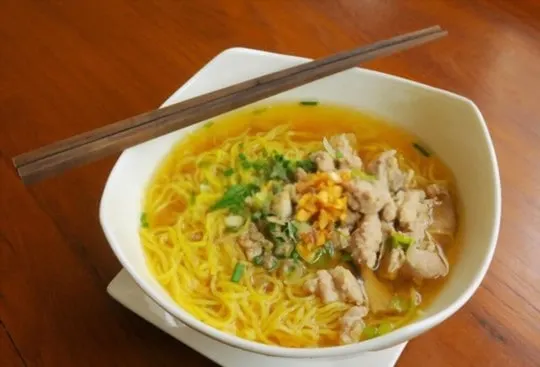 egg noodles in a soup